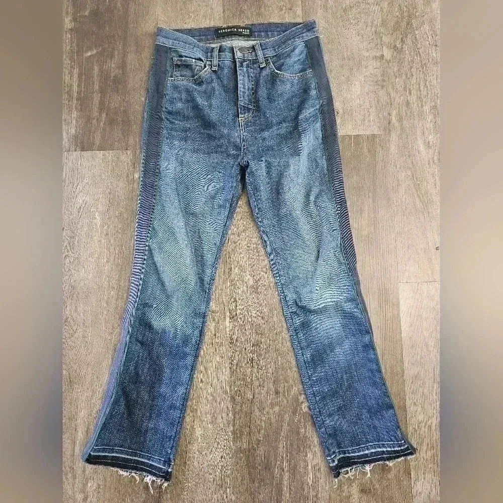 Veronica Beard Carly Kick Flare Tux Stripe High Rise Jeans‎ Size 27 - Picture 3 of 8
